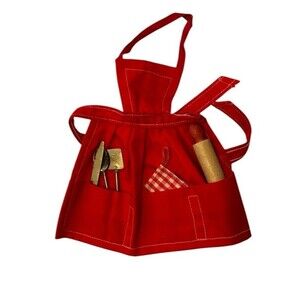 VINTAGE BARBIE Doll Fashion WHATS COOKIN Red APRON Utensils 1964